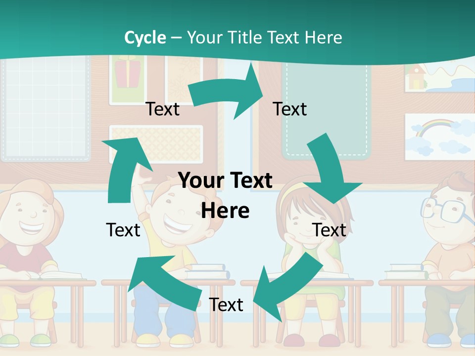 A Group Of Kids Sitting At Desks In A Classroom PowerPoint Template