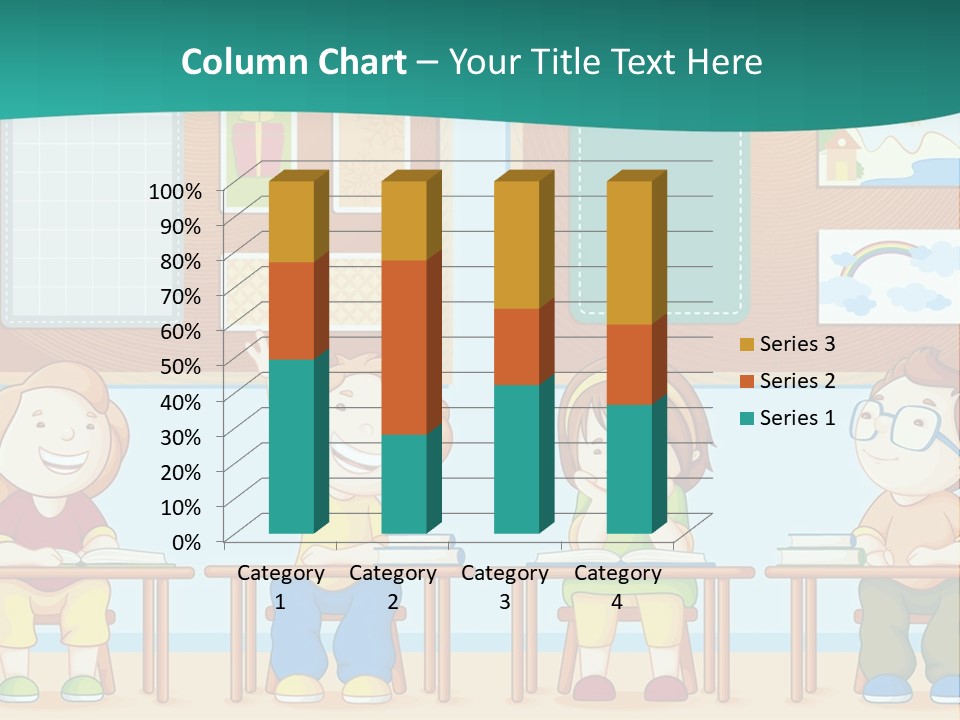 A Group Of Kids Sitting At Desks In A Classroom PowerPoint Template
