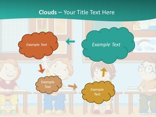 A Group Of Kids Sitting At Desks In A Classroom PowerPoint Template