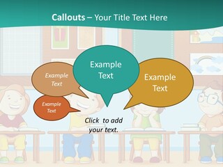 A Group Of Kids Sitting At Desks In A Classroom PowerPoint Template