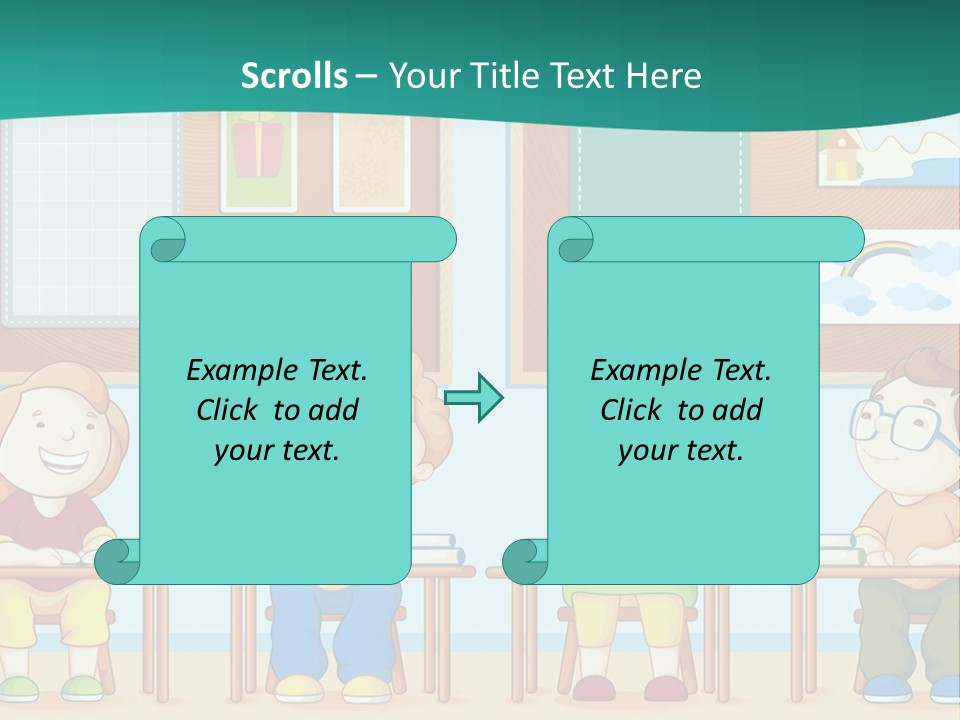 A Group Of Kids Sitting At Desks In A Classroom PowerPoint Template