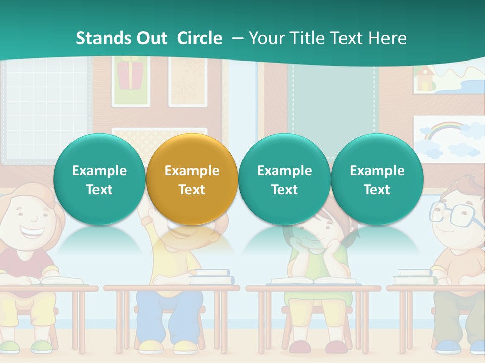 A Group Of Kids Sitting At Desks In A Classroom PowerPoint Template