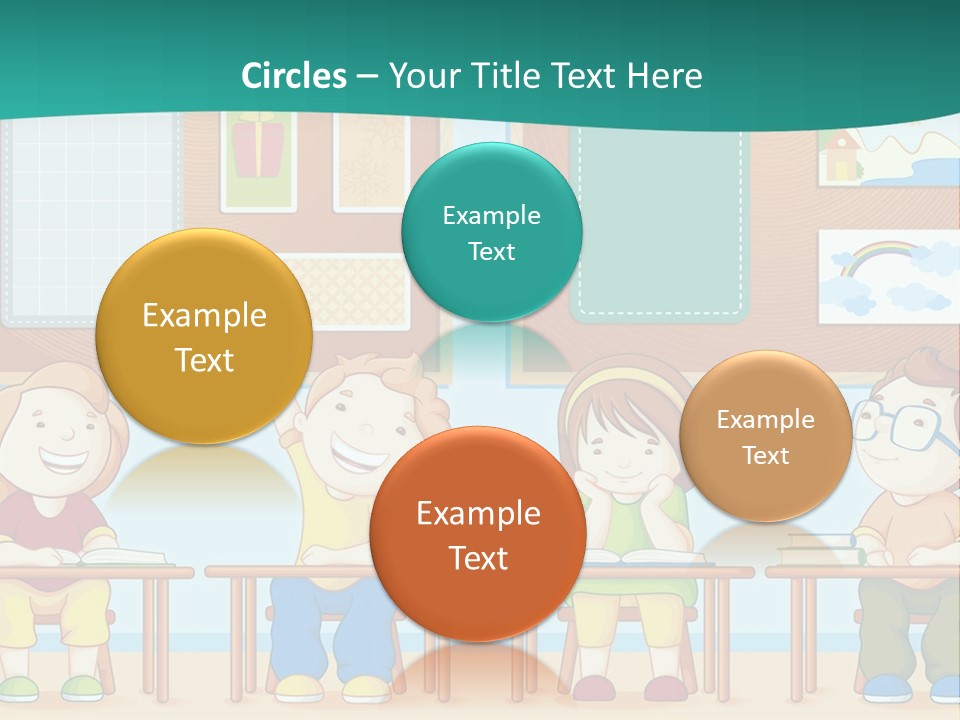 A Group Of Kids Sitting At Desks In A Classroom PowerPoint Template