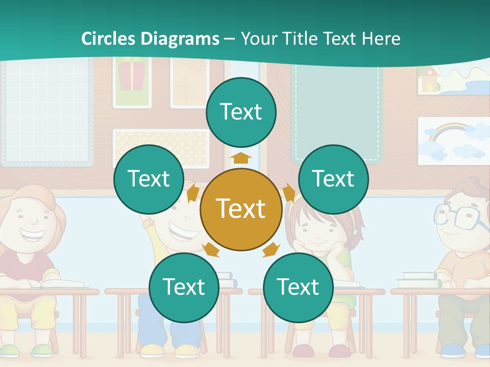 A Group Of Kids Sitting At Desks In A Classroom PowerPoint Template