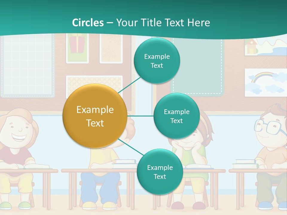 A Group Of Kids Sitting At Desks In A Classroom PowerPoint Template