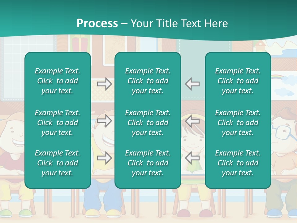 A Group Of Kids Sitting At Desks In A Classroom PowerPoint Template