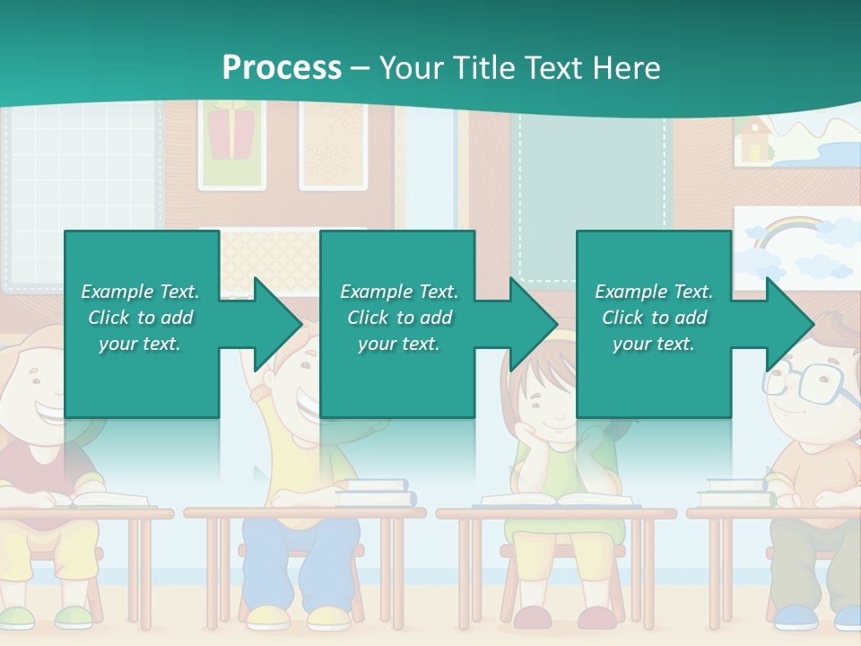 A Group Of Kids Sitting At Desks In A Classroom PowerPoint Template