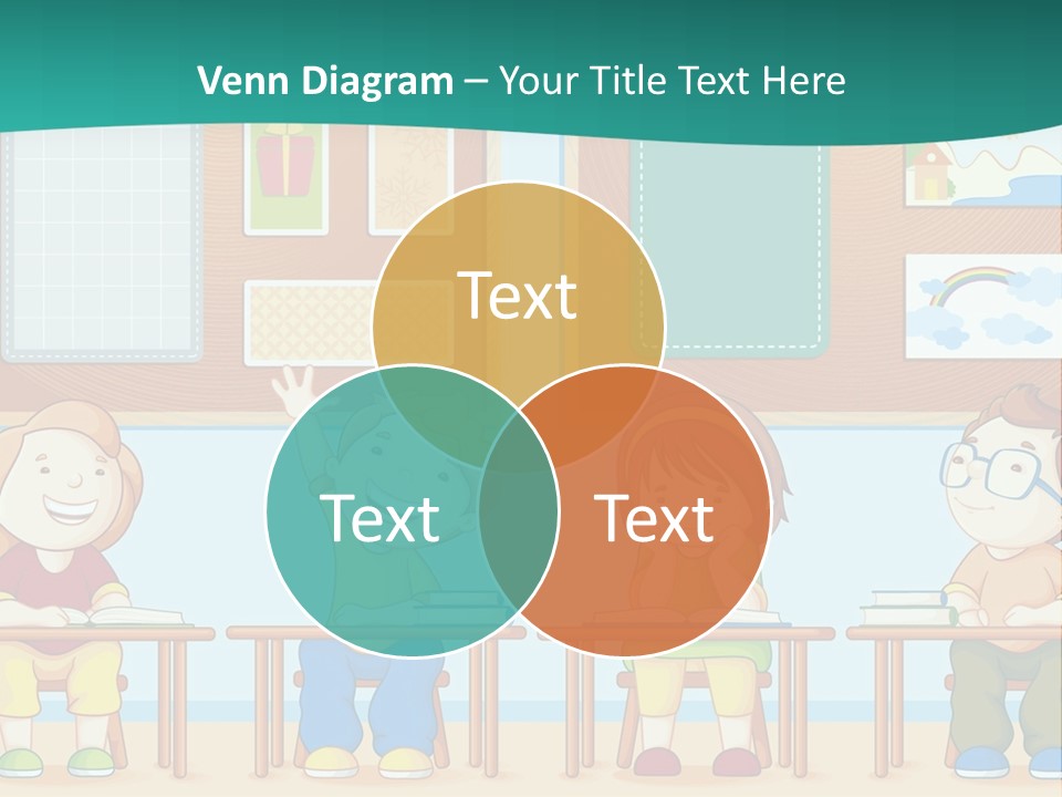 A Group Of Kids Sitting At Desks In A Classroom PowerPoint Template
