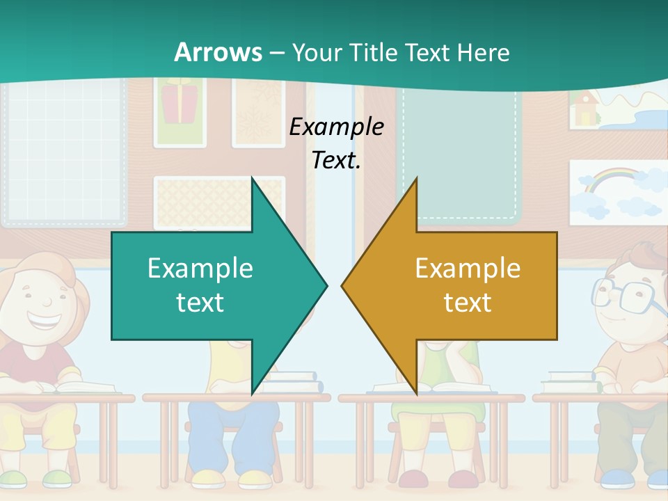 A Group Of Kids Sitting At Desks In A Classroom PowerPoint Template