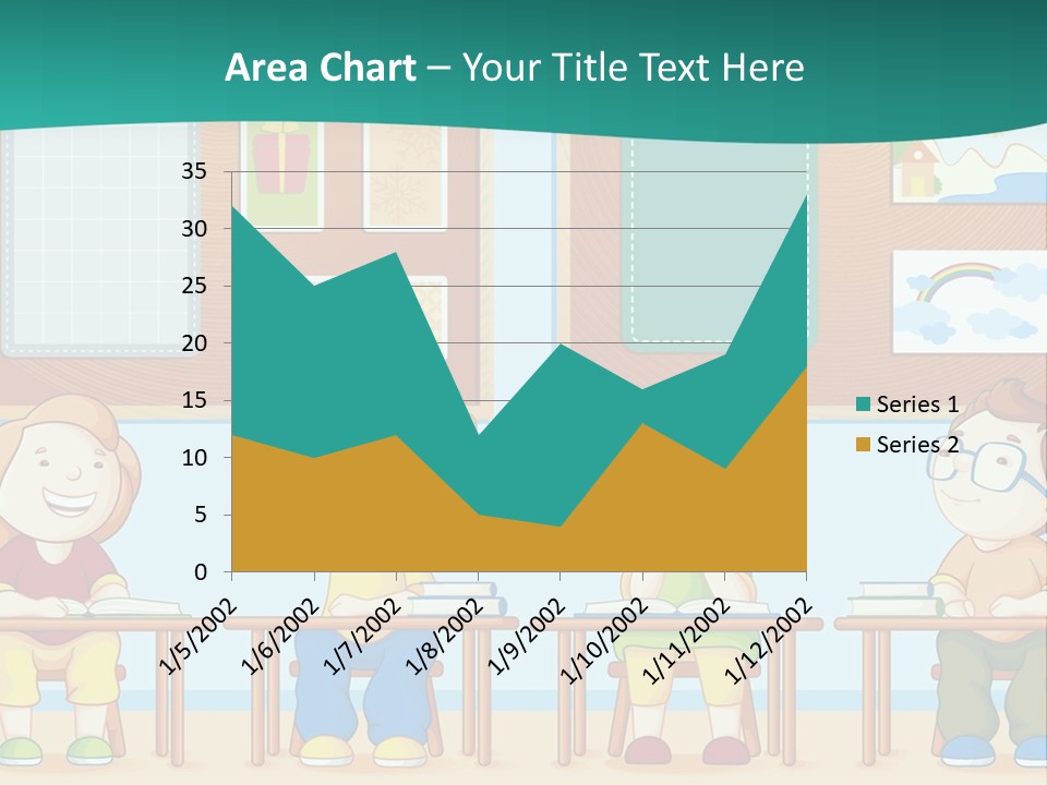 A Group Of Kids Sitting At Desks In A Classroom PowerPoint Template