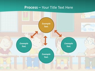 A Group Of Kids Sitting At Desks In A Classroom PowerPoint Template