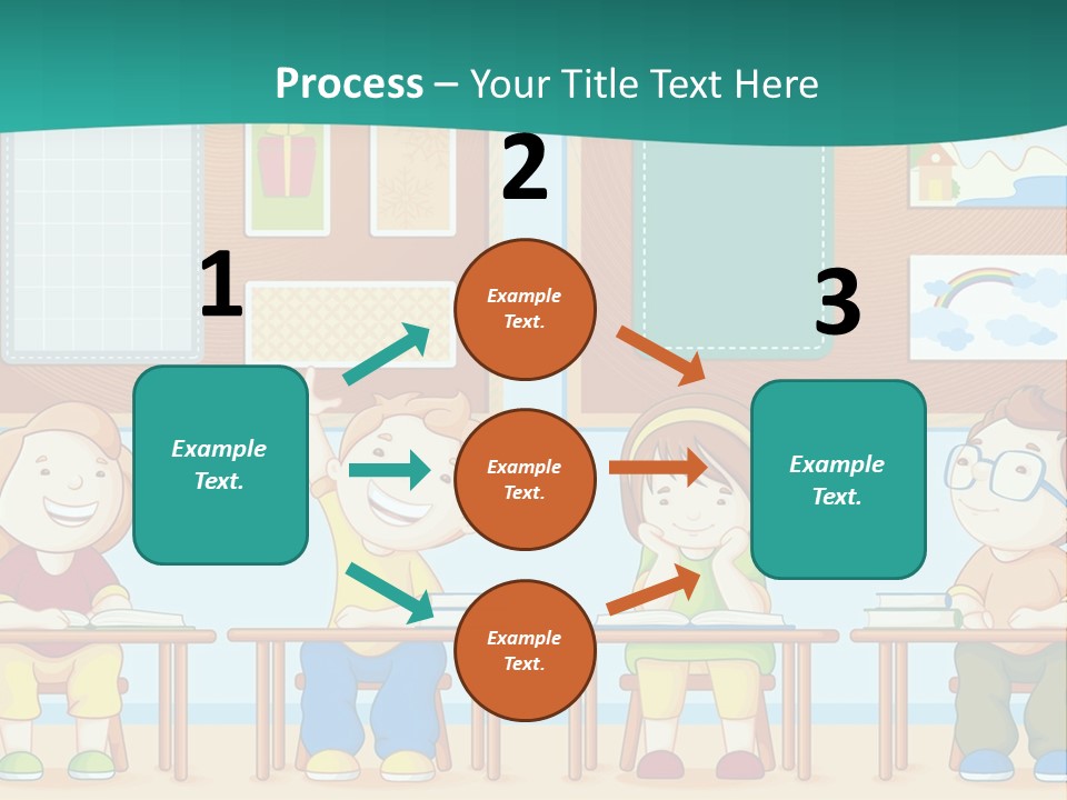 A Group Of Kids Sitting At Desks In A Classroom PowerPoint Template