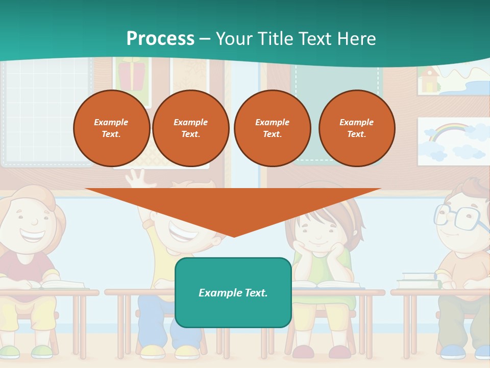 A Group Of Kids Sitting At Desks In A Classroom PowerPoint Template