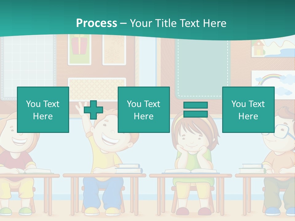 A Group Of Kids Sitting At Desks In A Classroom PowerPoint Template
