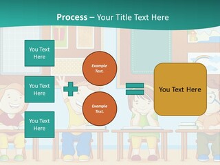 A Group Of Kids Sitting At Desks In A Classroom PowerPoint Template