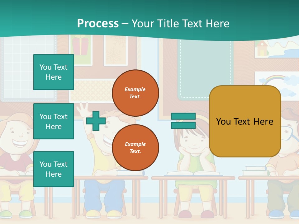 A Group Of Kids Sitting At Desks In A Classroom PowerPoint Template