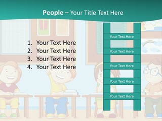 A Group Of Kids Sitting At Desks In A Classroom PowerPoint Template