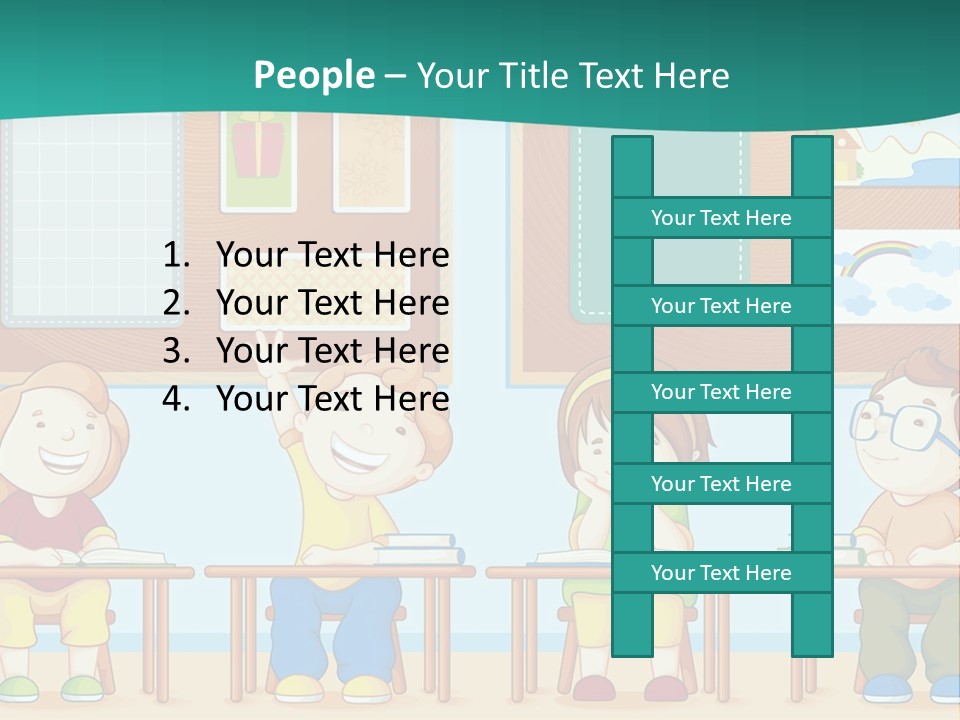 A Group Of Kids Sitting At Desks In A Classroom PowerPoint Template