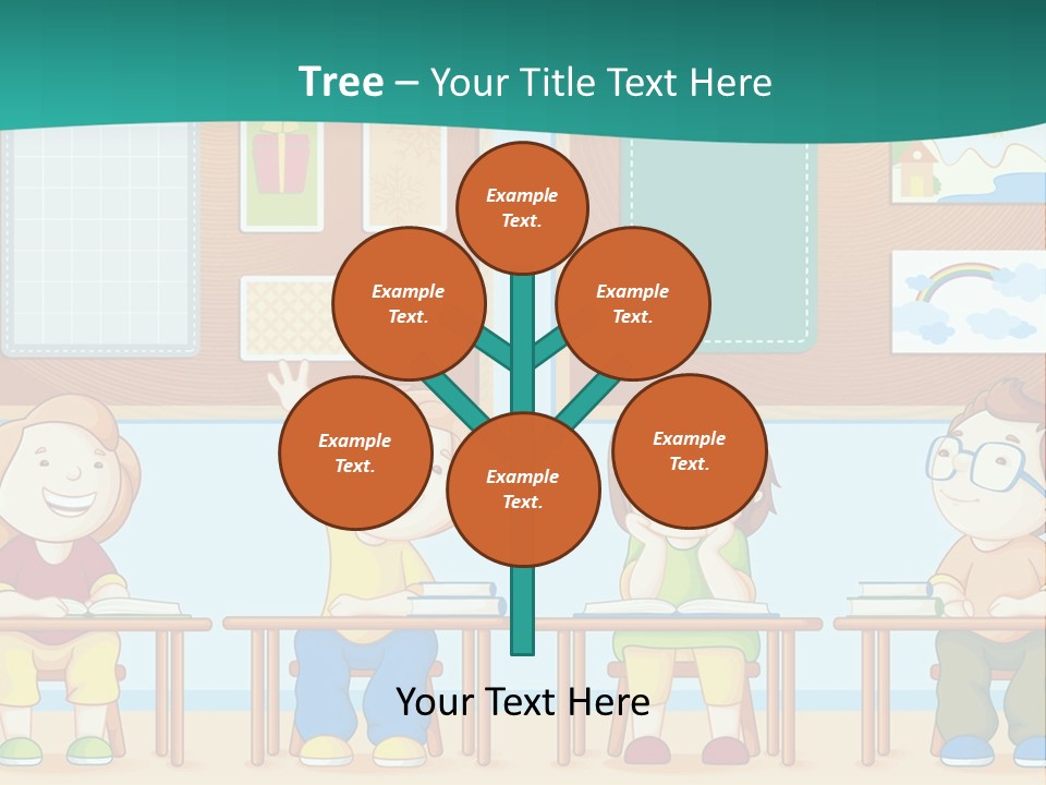 A Group Of Kids Sitting At Desks In A Classroom PowerPoint Template