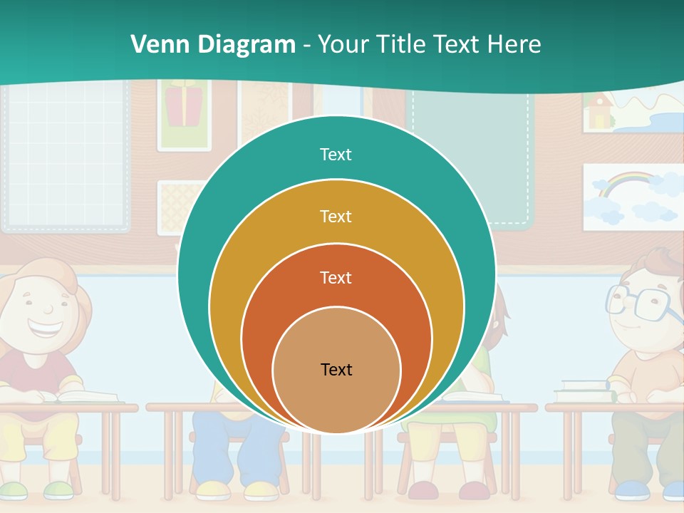A Group Of Kids Sitting At Desks In A Classroom PowerPoint Template