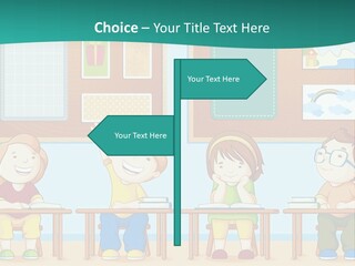 A Group Of Kids Sitting At Desks In A Classroom PowerPoint Template