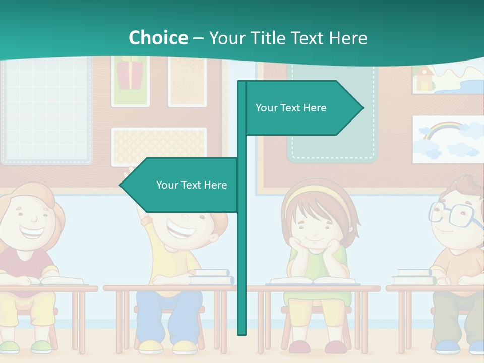 A Group Of Kids Sitting At Desks In A Classroom PowerPoint Template