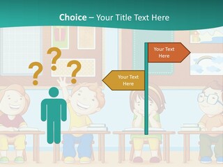 A Group Of Kids Sitting At Desks In A Classroom PowerPoint Template