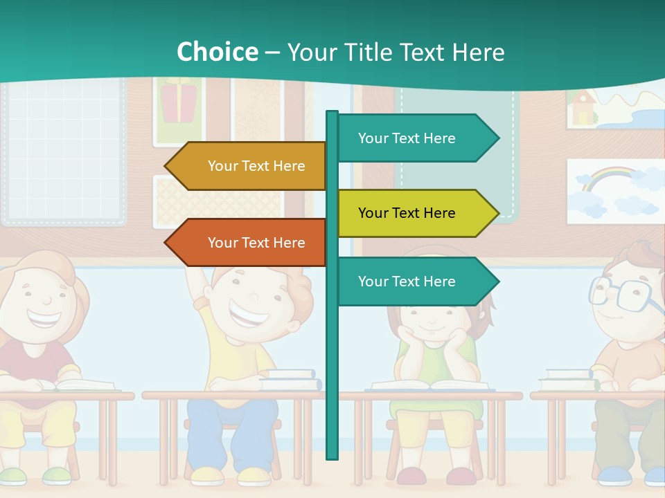 A Group Of Kids Sitting At Desks In A Classroom PowerPoint Template