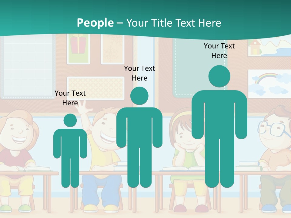 A Group Of Kids Sitting At Desks In A Classroom PowerPoint Template