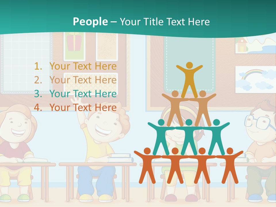 A Group Of Kids Sitting At Desks In A Classroom PowerPoint Template