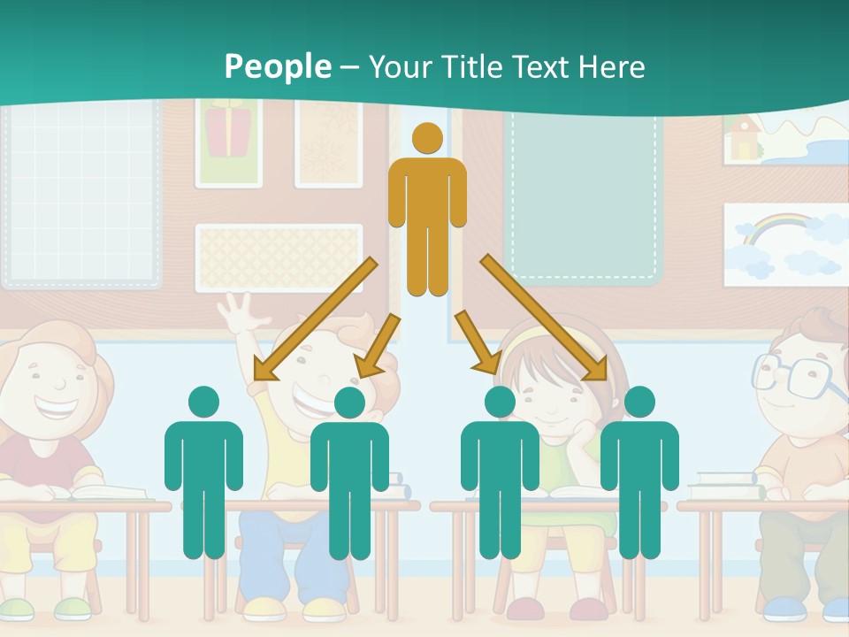 A Group Of Kids Sitting At Desks In A Classroom PowerPoint Template