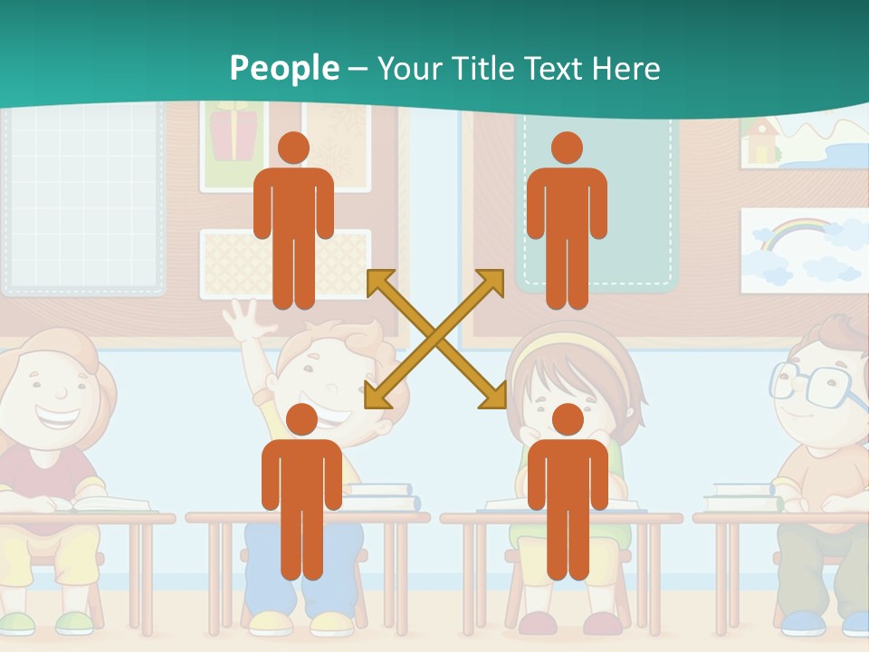 A Group Of Kids Sitting At Desks In A Classroom PowerPoint Template