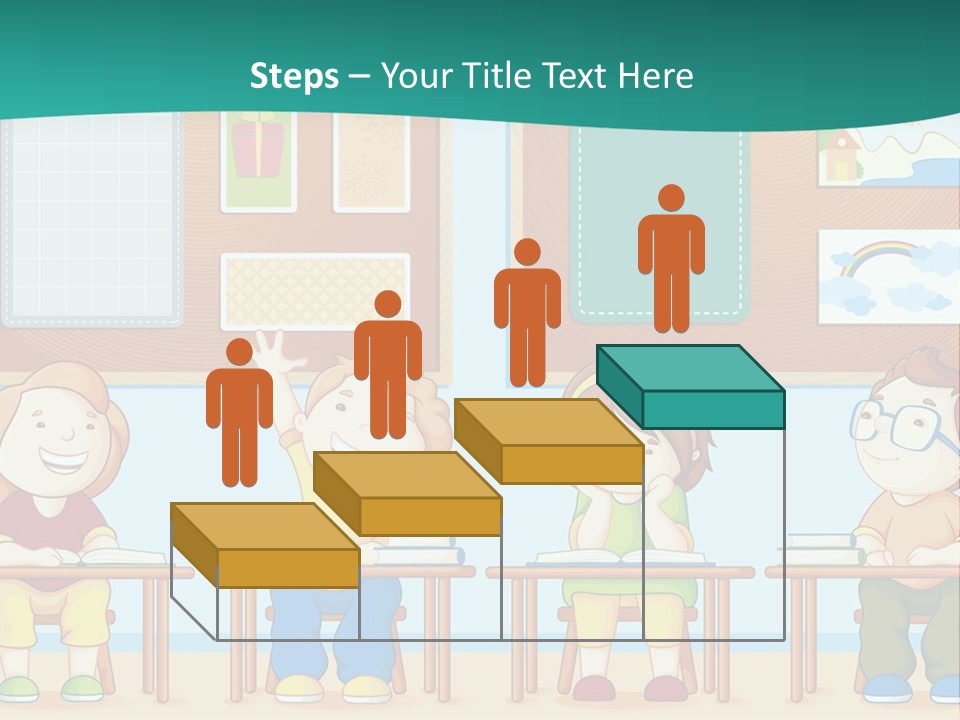 A Group Of Kids Sitting At Desks In A Classroom PowerPoint Template