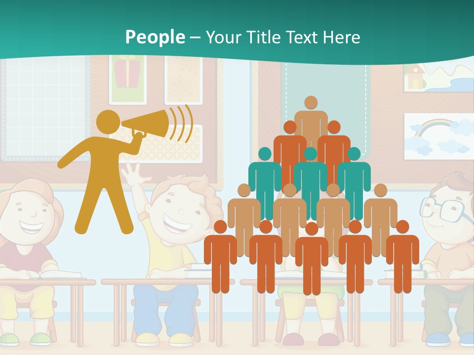 A Group Of Kids Sitting At Desks In A Classroom PowerPoint Template