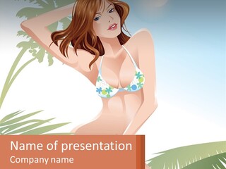 A Woman In A Bikini Is Posing For A Picture PowerPoint Template