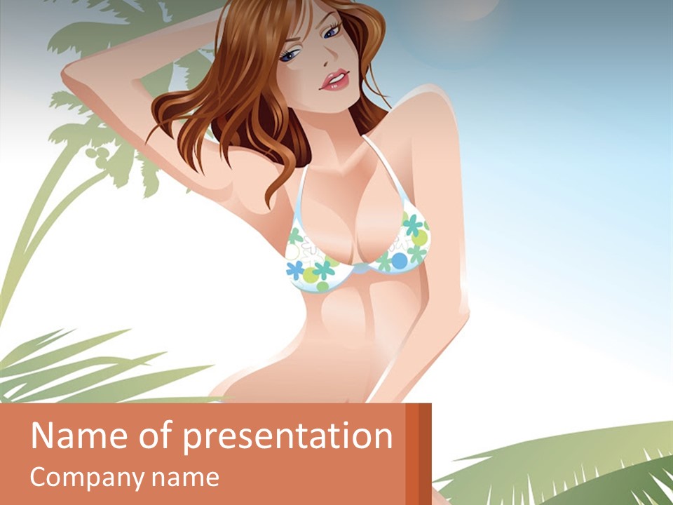 A Woman In A Bikini Is Posing For A Picture PowerPoint Template