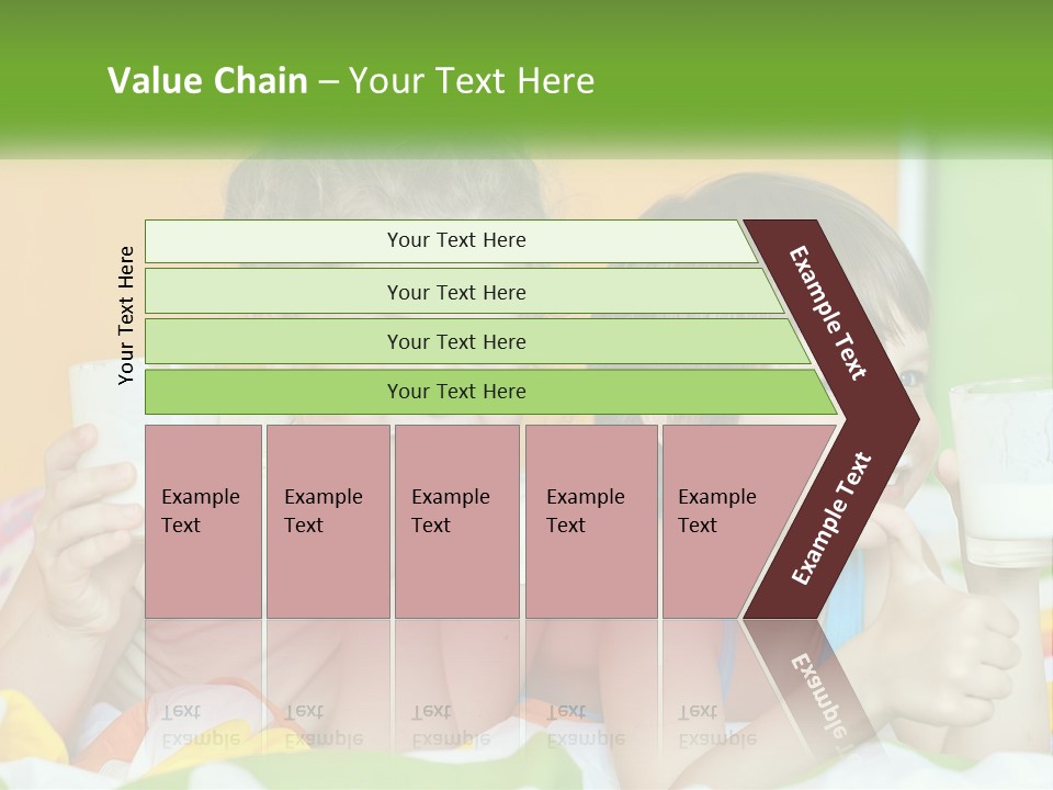 Two Little Girls Sitting On A Bed With A Glass Of Milk PowerPoint Template