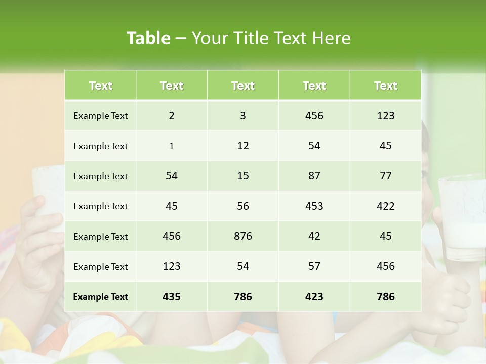 Two Little Girls Sitting On A Bed With A Glass Of Milk PowerPoint Template