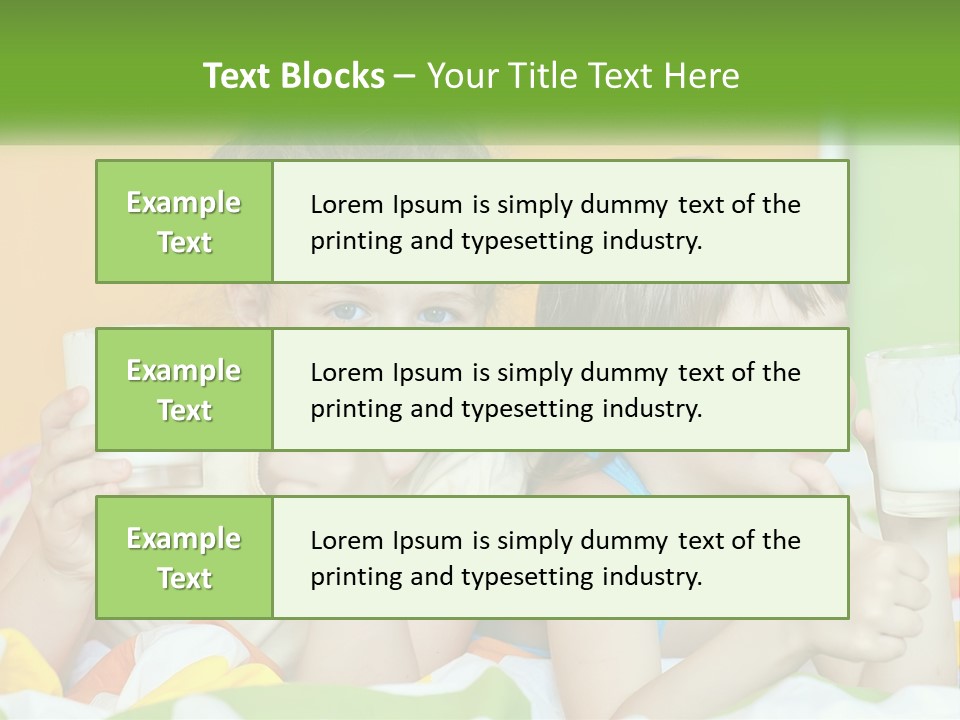 Two Little Girls Sitting On A Bed With A Glass Of Milk PowerPoint Template