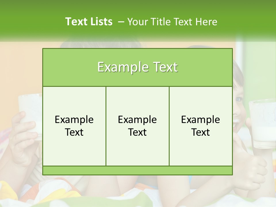 Two Little Girls Sitting On A Bed With A Glass Of Milk PowerPoint Template