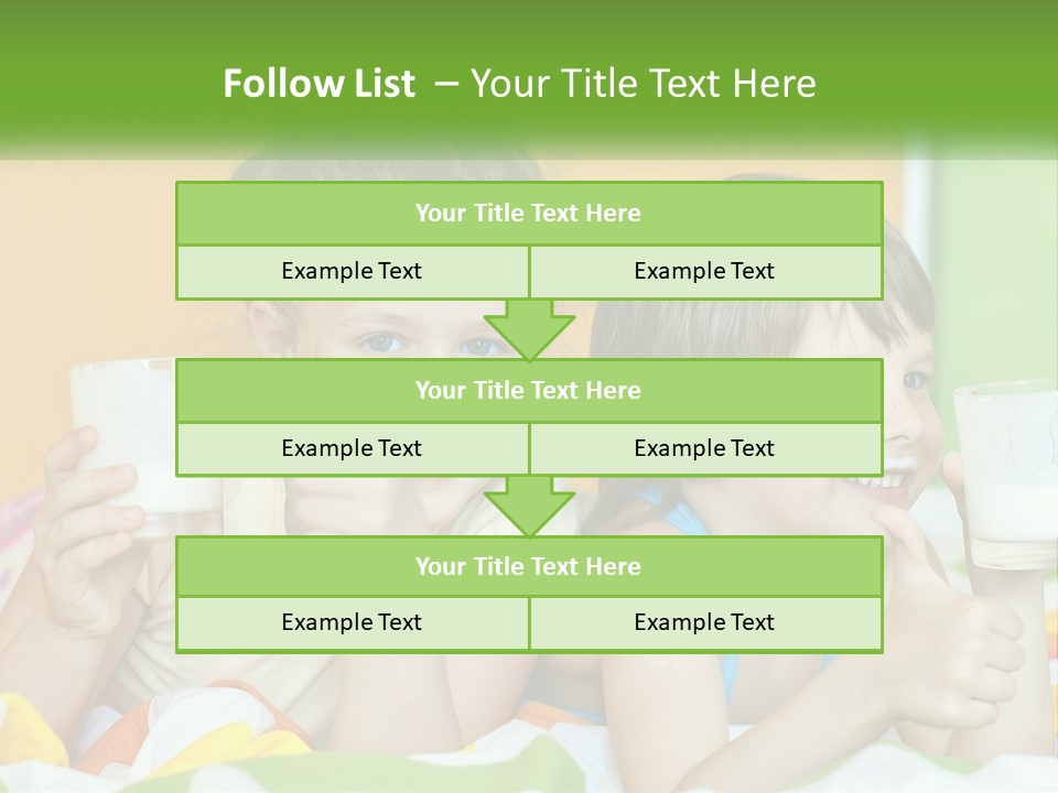 Two Little Girls Sitting On A Bed With A Glass Of Milk PowerPoint Template