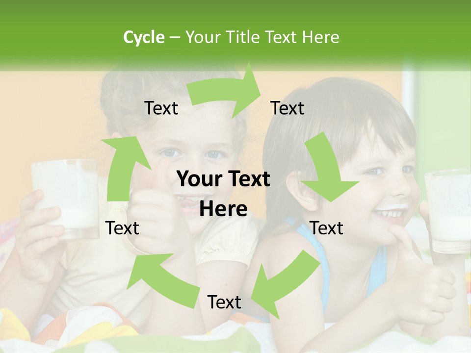 Two Little Girls Sitting On A Bed With A Glass Of Milk PowerPoint Template