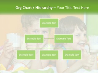 Two Little Girls Sitting On A Bed With A Glass Of Milk PowerPoint Template