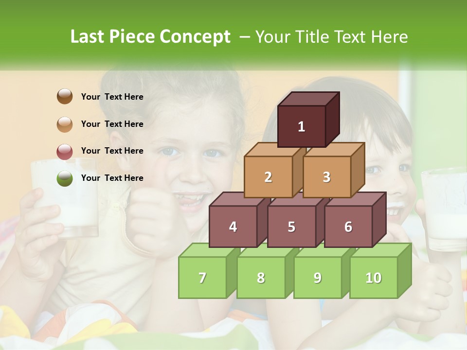 Two Little Girls Sitting On A Bed With A Glass Of Milk PowerPoint Template