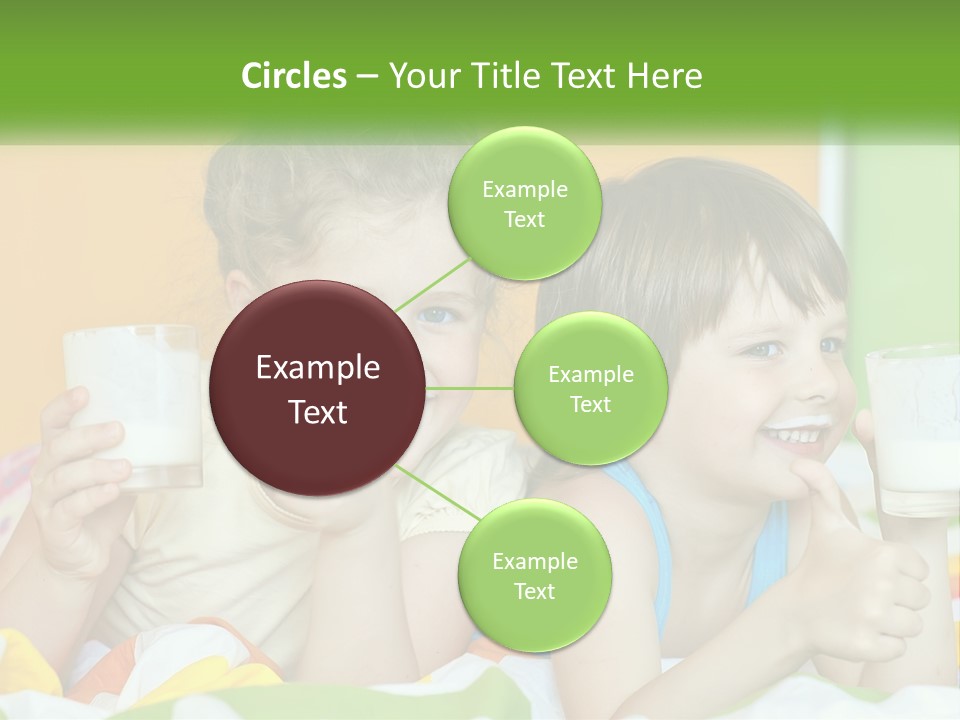 Two Little Girls Sitting On A Bed With A Glass Of Milk PowerPoint Template