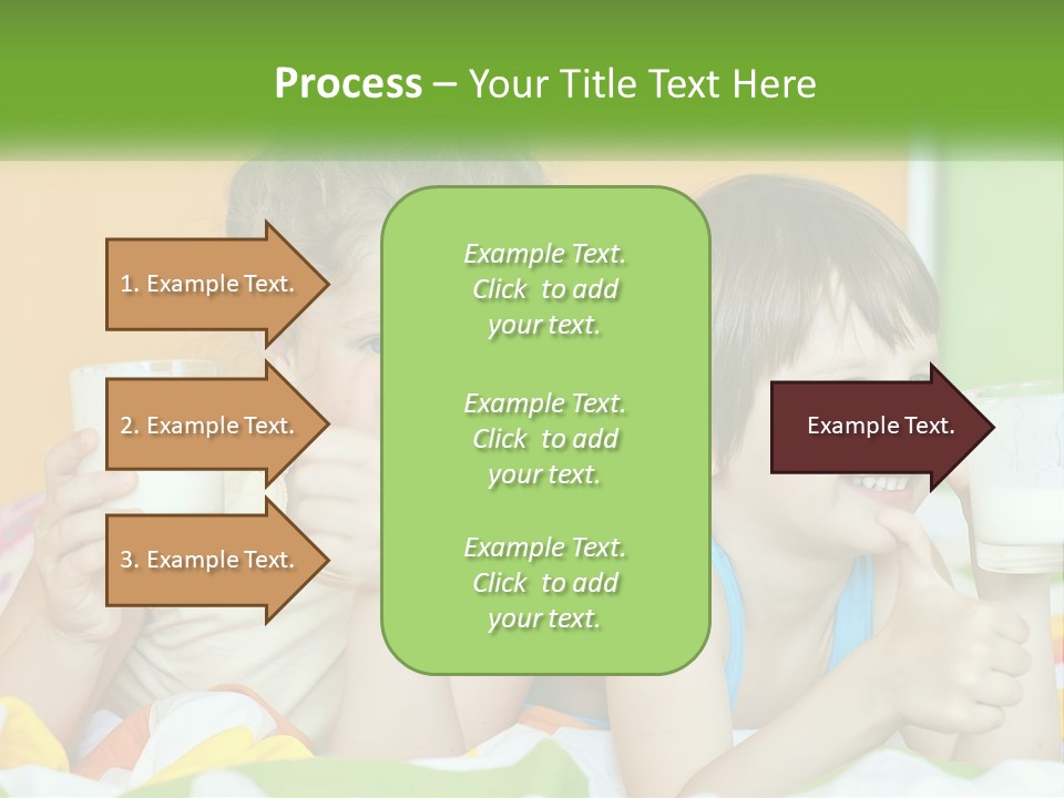 Two Little Girls Sitting On A Bed With A Glass Of Milk PowerPoint Template