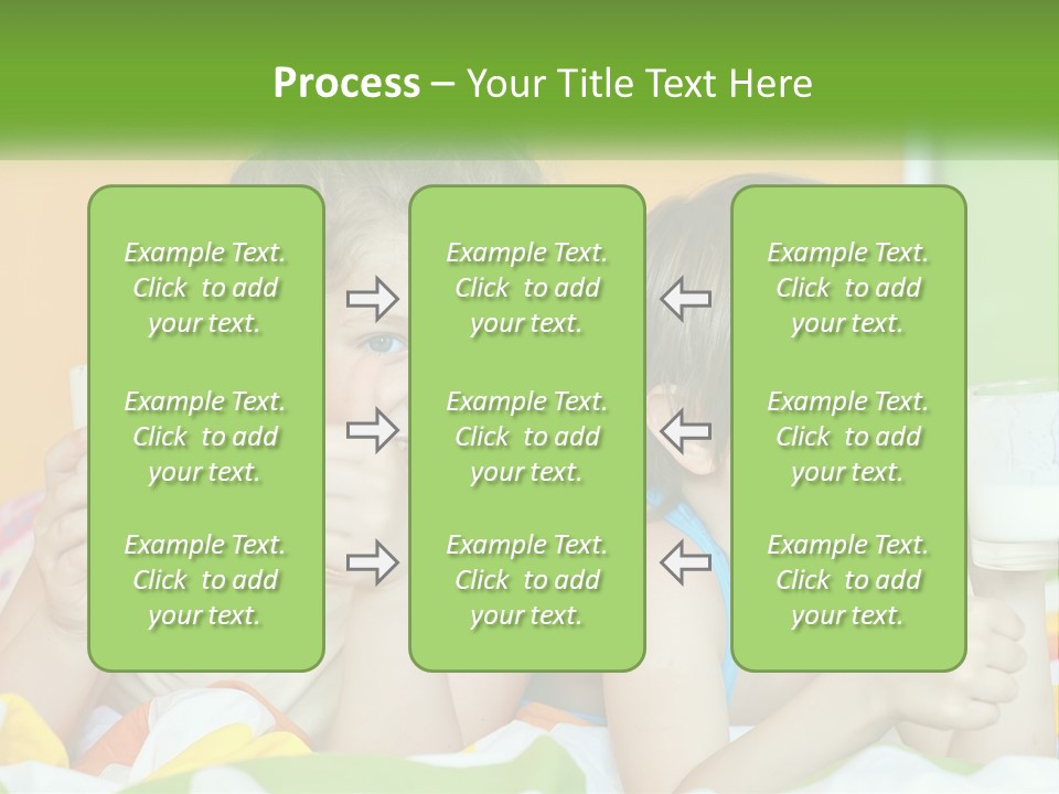 Two Little Girls Sitting On A Bed With A Glass Of Milk PowerPoint Template