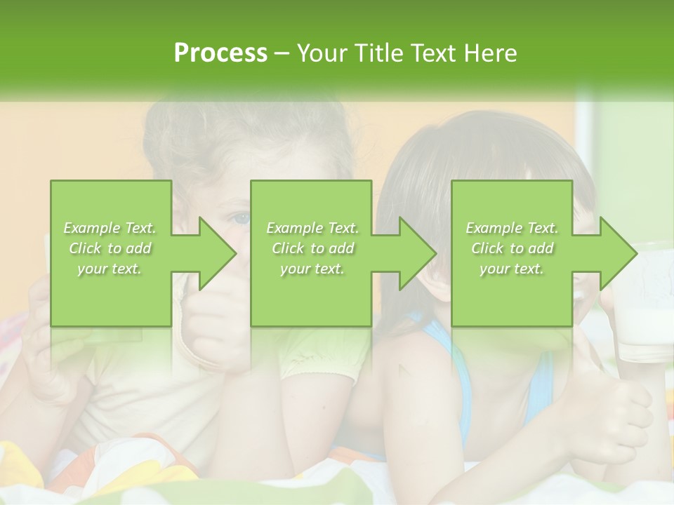 Two Little Girls Sitting On A Bed With A Glass Of Milk PowerPoint Template