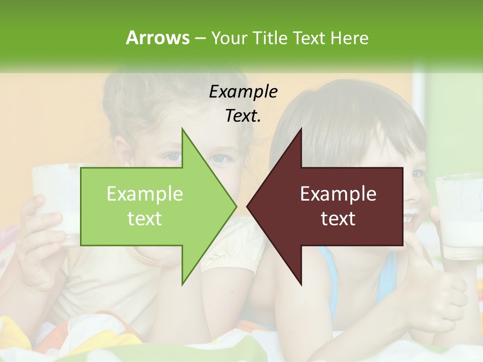 Two Little Girls Sitting On A Bed With A Glass Of Milk PowerPoint Template