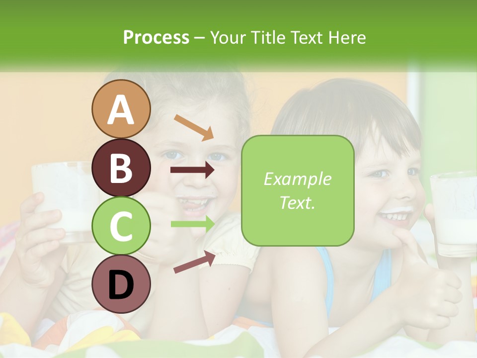 Two Little Girls Sitting On A Bed With A Glass Of Milk PowerPoint Template